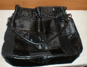  Auténtico Pietro Alessandro Bolso de Mano de Piel y Cuero Negro CADENA ~ Bolso/Bolso  - Imagen 1 de 5