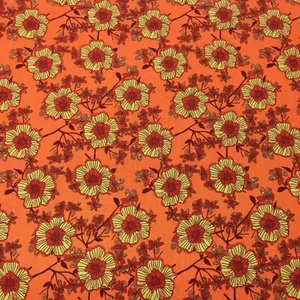 Floral Flower Toss Elegant Yellow Orange Sewing Quilting Fabric Cotton New - Foto 1 di 4