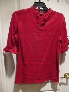 Lauren Ralph Lauren LRL 100% Linen Shirt Blouse Sz L Roll Tab Sleeves - Picture 1 of 8