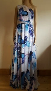 BNWT Lipsy VIP Camilla One Shoulder Butterfly Print Chiffon Maxi Dress UK8 £150 - Picture 1 of 11