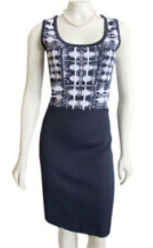 VETEMENTS Abito da carriera senza maniche Carmen Marc valvo lavorato a maglia guaina blu navy nuovo senza etichette xs