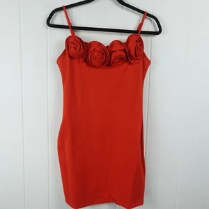 Line & Dot Womens Flor Rosette Orange Bodycon Dress Medium - Picture 1 of 10