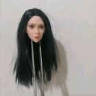 1/6 Female Head Sculpt Carving Model Black Hair for 12" Action Figure Body Doll