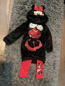 Nuevo en Paquete Nuevo Disney Minnie Mouse Lentejuelas Sudadera con Capucha y Leggings Conjunto - 2-3 Años - Imagen 1 de 6