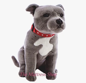 ~❤️~BOCCHETTA Staffy STORM Bull Terrier 32cm grey white Staffie Dog soft toy~❤️ - Picture 1 of 4