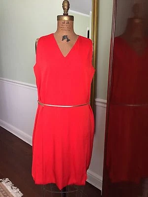 ** РОЗОВЫЙ TARTAN ** шелк оболочка ассиметричный кромки золото подпоясанный платье XL очень большой - Изображение 1 из 4