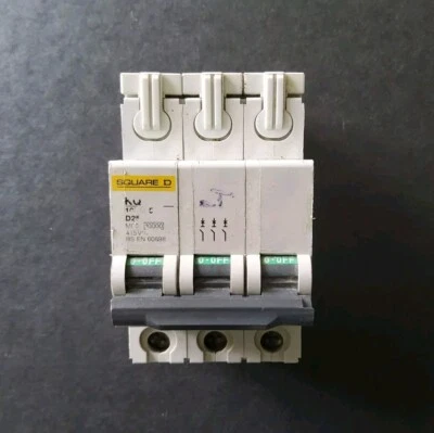 SQUARE D D25 25A KQ 10D325 Curve D Triple Pole MCB Circuit Breaker 25 Amp - Image 1 of 4