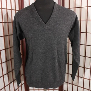 NUEVO Suéter Vintage Harbour Club Talla XL Gris Oscuro 100% Lana de Cordero Cuello en V Claro - Imagen 1 de 5