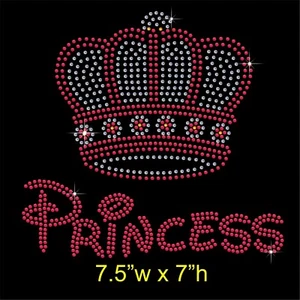 Princesa con corona real transferencia de estrás aplique hierro sobre motivo - Imagen 1 de 4