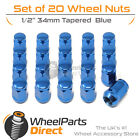 Blue Wheel Nuts (20) 1/2 Tapered 34mm For Jeep Wrangler [Mk1] 86-95