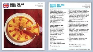Bacon, Egg & Cheese Flan #30 Egg - Marguerite Patten's Int. 1968-9 Recipe Card - Picture 1 of 1