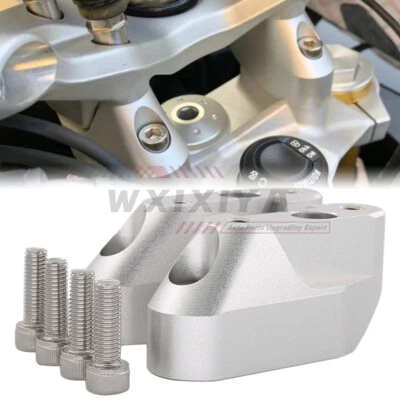 Aluminum Handlebar Risers Adapter For BMW R1200RS 15-18 Mount Clamp Kits Silver - Image 1 of 4