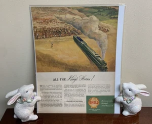 Anuncio vintage 1946 Shell Turbo con impresión de aceite todos los caballos del rey locomotora tren - Imagen 1 de 5