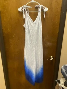 Women "Sam and Jess" spaghetti straps gray/ombre blue long dress Size L - Picture 1 of 2