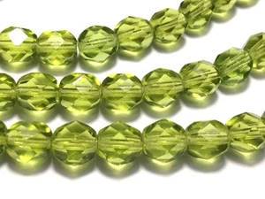 Czech Fire Polished Glass Beads 6mm Olivine (25pcs) - BEADS & TOOLS - Picture 1 of 1
