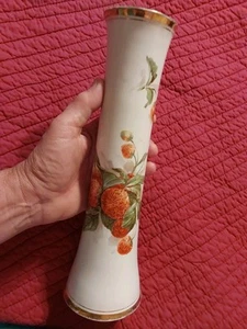 Vintage Antique 11.5" Sevres Porcelain Strawberry Vase Gold Trim - Picture 1 of 8