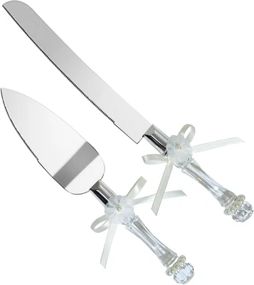 Stainless Steel Wedding Cake Knife and Server Set with Elegant Design - Perfect  - Image 1 of 4
