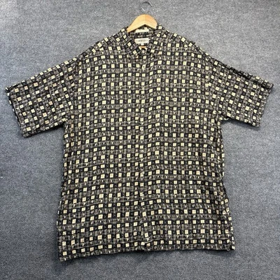 Camisa Campia Hombre 2XLT Alta Negra Geométrica Manga Corta Abotonada Foto 1 de 4
