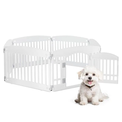 6 Paneles Parque Infantil para Perros 24" Cachorro con Puerta para Interior Exterior Blanco Foto 1 de 4