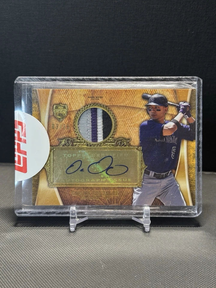 Topps Supreme Carlos González 2013 reliquia de 4 colores automático/25 Rockies Foto 1 de 3