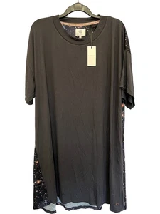 By Ted Baker Nightshirt Women's Size 24 Black Star Pattern Crew Neck Nightie - Picture 1 of 7