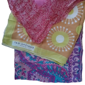 3 SCARVES vintage head scarf cover wrap Ted Lapidus Paris silk Italy 60s retro - Bild 1 von 11