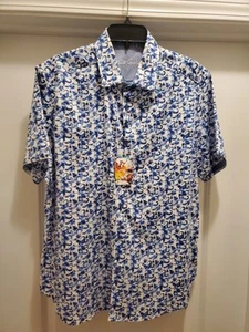 Robert Graham Stretch Short Sleeve Button Shirt Size XL $198 NWT NEW Blue White - Picture 1 of 7