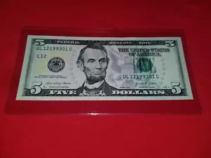 $5 Dollar Bill Birthday Us Currency 12/1993/01 December 1993 01 anniversary - Picture 1 of 8