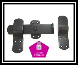 BLACK FINISH HEAVY DUTY KICK OVER STABLE DOOR LATCH GATE CATCH D7 - Picture 1 of 5