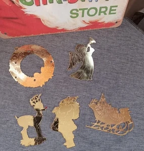 Lote De Colección Navidad Latón Metal Adornos Rudolph Santa Trineo Corona Ángel - Imagen 1 de 8