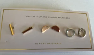 Foxy originals Stud pierced earrings Set small bar  loop Causebox lot NEW gift - Picture 1 of 4