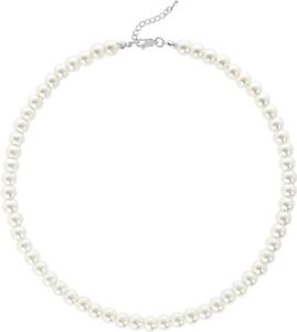 Trendy Off white glass pearl choker necklace for men.
