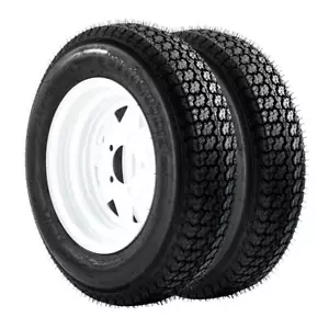 2pcs Trailer Tires & Rims Tubeless ST175/80D13 LRC 5 Lug Hole White Spoke Wheel - Picture 1 of 6