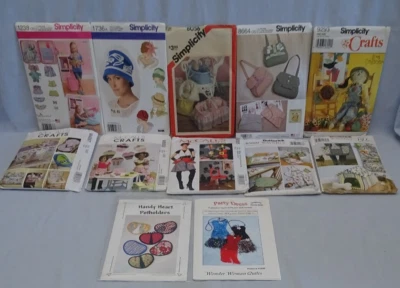 Lot of 12 Craft Patterns Toys HATS Bags SCARECROW Baby Seat Cover APRONS Waverly - Image 1 of 4