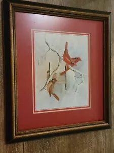 George Shumate Vintage Red Cardinal gerahmtes Kunstwerk - Bild 1 von 7