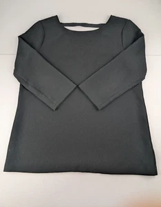 Theory Women's Relaxed Fit Medium Blouse Black Back Cut Out Long Mid Sleeve - Picture 1 of 11
