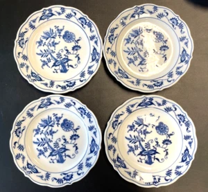 Juego de cuatro platos de mantequilla de pan de Danubio azul sello trasero de cinta - Imagen 1 de 3