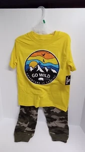 OT Revolution Boys Go Wild Adventure Yellow Shirt Camo Pants 2 Piece Set - Picture 1 of 2