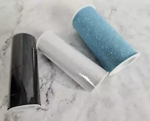 3 Spools Tulle Glitter Shiny Black White Blue 32 Yards Total New - Picture 1 of 6