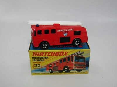 Matchbox Superfast No 35 Merryweather Fire Engine Very Rare BLACK Base VNMIB - Image 1 of 4