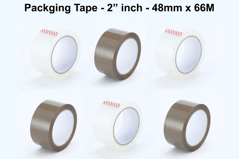 Parcel Packing Strong Tape - Clear / Brown - 48mm x 66M Long Length Quality UK