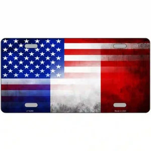 United States France Flag Fade Metal Novelty License Plate - Picture 1 of 1