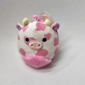 Flecken * Squishmallow Evangelica die rosa gefleckte Kuh 3,5" Clip Schlüsselanhänger S6a - Bild 1 von 7
