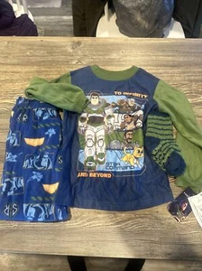Boys Toy Story Buzz Lightyear Pajama Set with Cozy Socks Blue Size XS. NWT. J - Picture 1 of 5