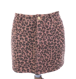Leopard Print Denim Skirt Mini Short Vera Lucy Cheetah Animal Cotton Teen size S - Picture 1 of 9