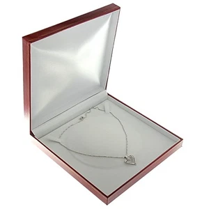 Red Faux Leather Large Chain Necklace Box Display Jewelry Gift Box Classic Style - Picture 1 of 5