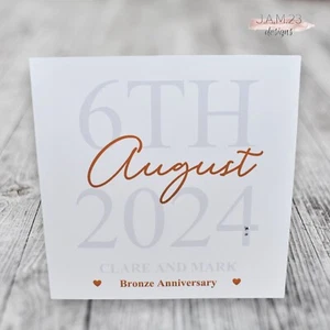 Personalised 8th Bronze Wedding Anniversary Card - Picture 1 of 8