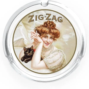 Cenicero de vidrio - Cenicero transparente hecho a mano con diseño clásico Zig Zag vintage - Imagen 1 de 1