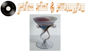 Alicja Poland Handmade Purple Multicoloured Double Stem Art Glass Bowl - Picture 1 of 12