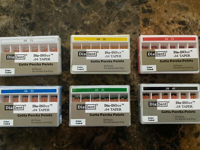 DIADENT Gutta Percha Points Endodontic Product .04 Taper (60 /pk)  LONG EXPIRY - Image 1 of 4